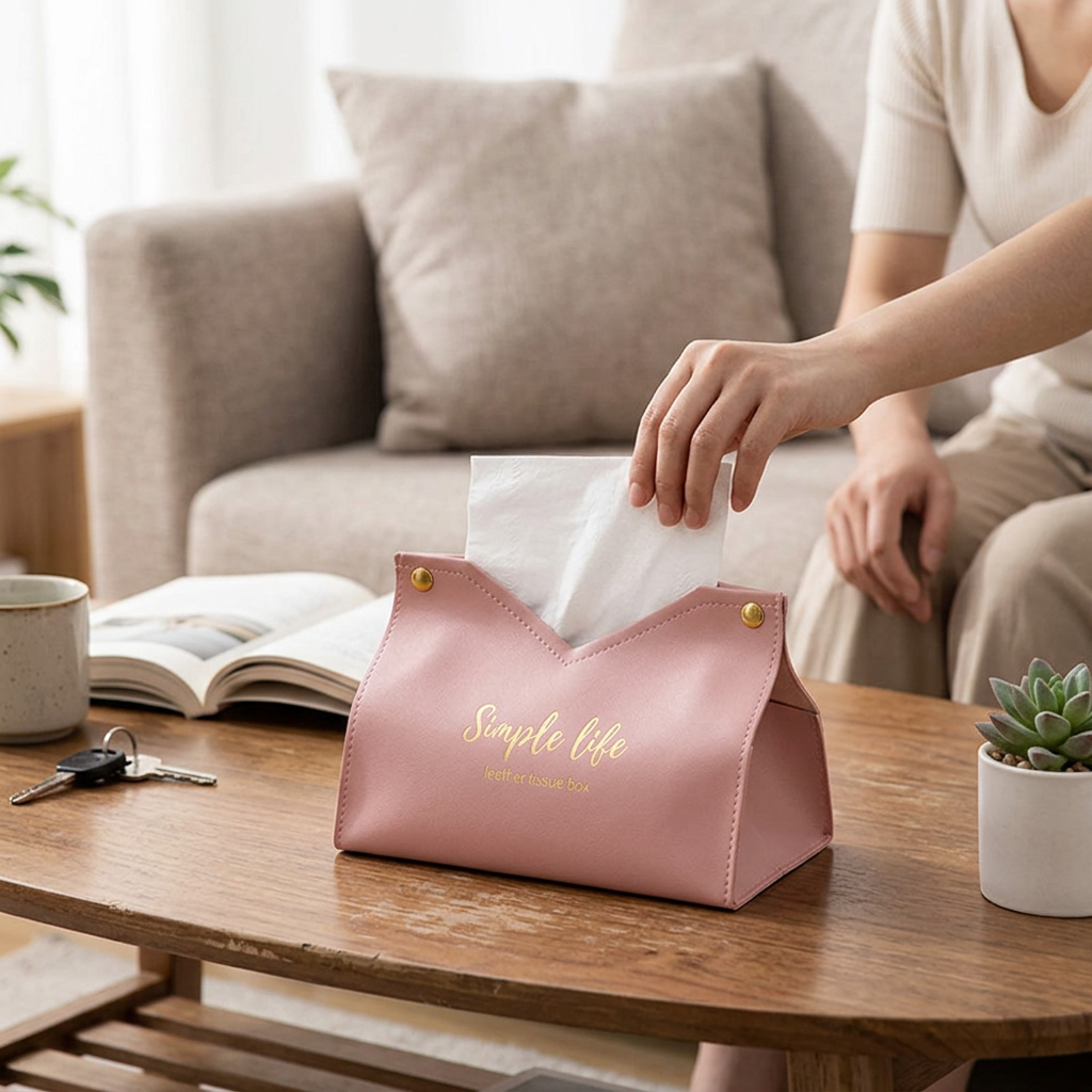 Custom Logo Home Leather Tissue Box