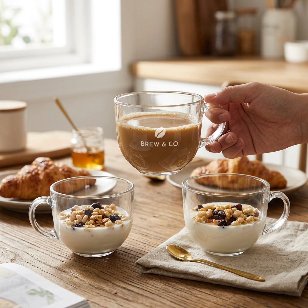 Custom Logo Glass Arc Milk Coffee Cup