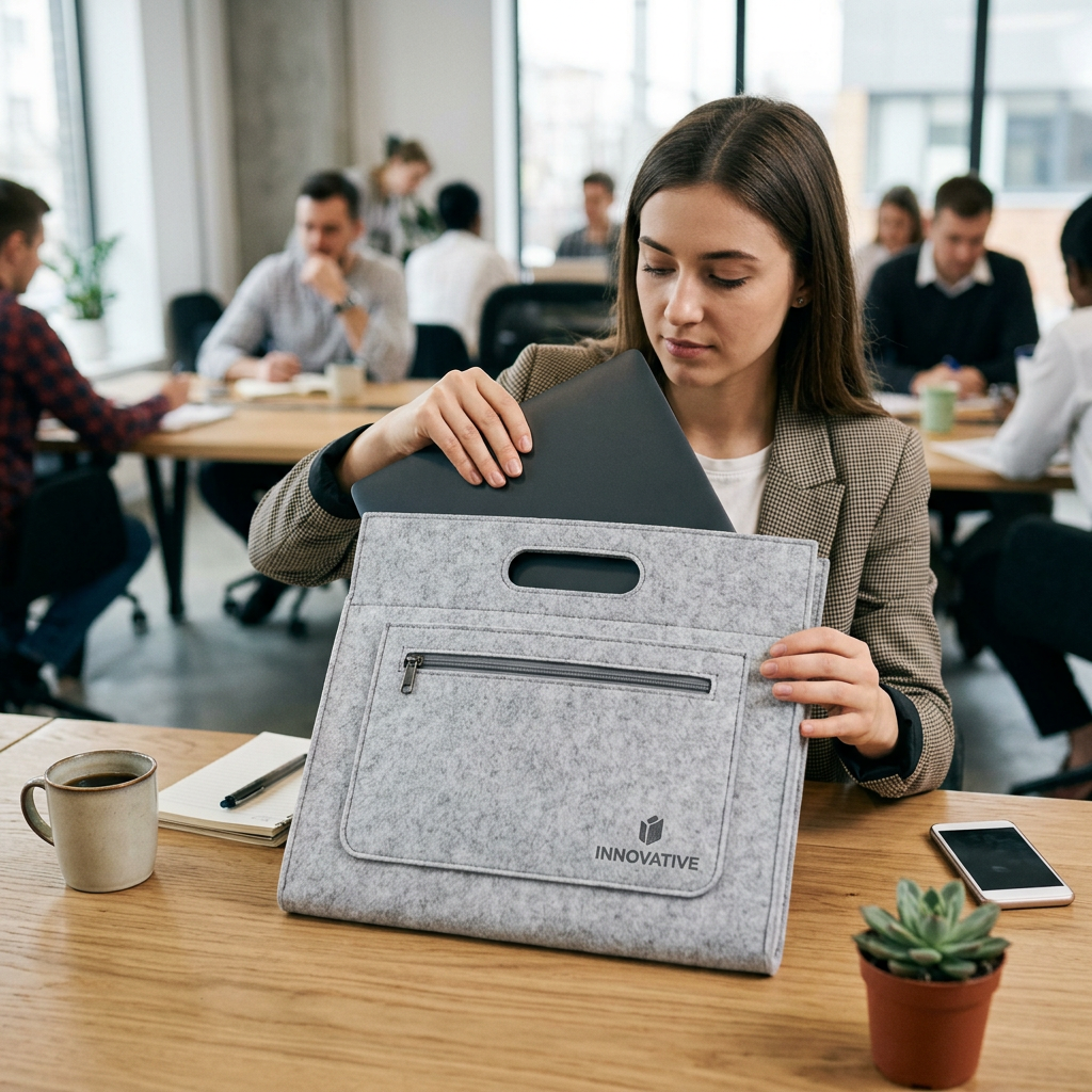 Custom Logo Felt Cloth Office Document Bag