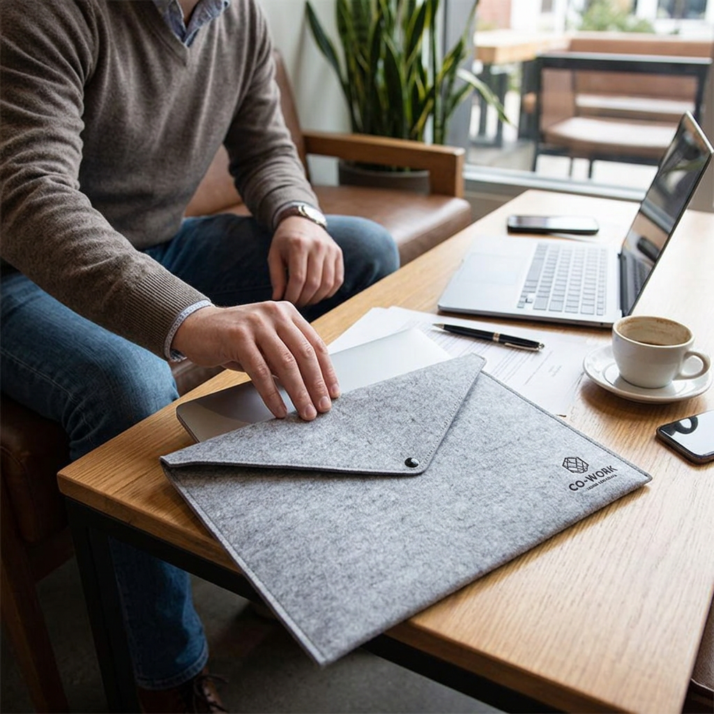 Custom Logo Office Felt Cloth Document Bag