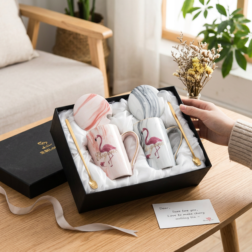 Custom Logo European Style Stone Pattern Cup Gift Box