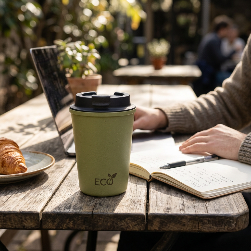 Custom Logo Eco-friendly Wheat Double Double-Layer Coffee Eco-friendly Cup