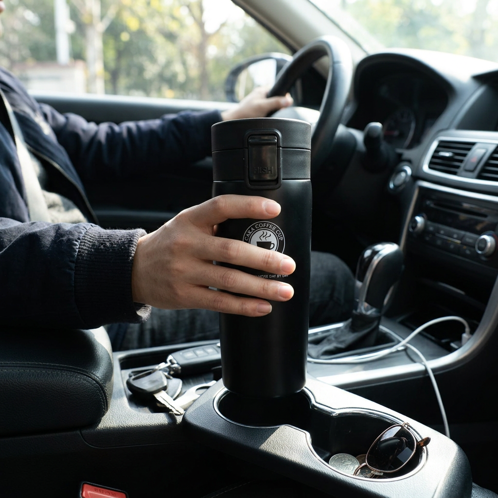 Custom Logo Double-layer Car Bouncing Coffee Cup