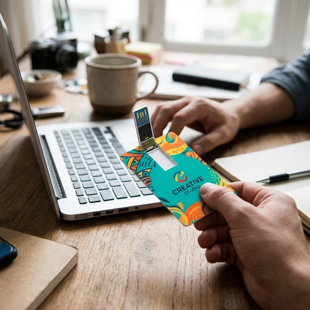 Custom Logo Colorful Business Card-style Flash Drive