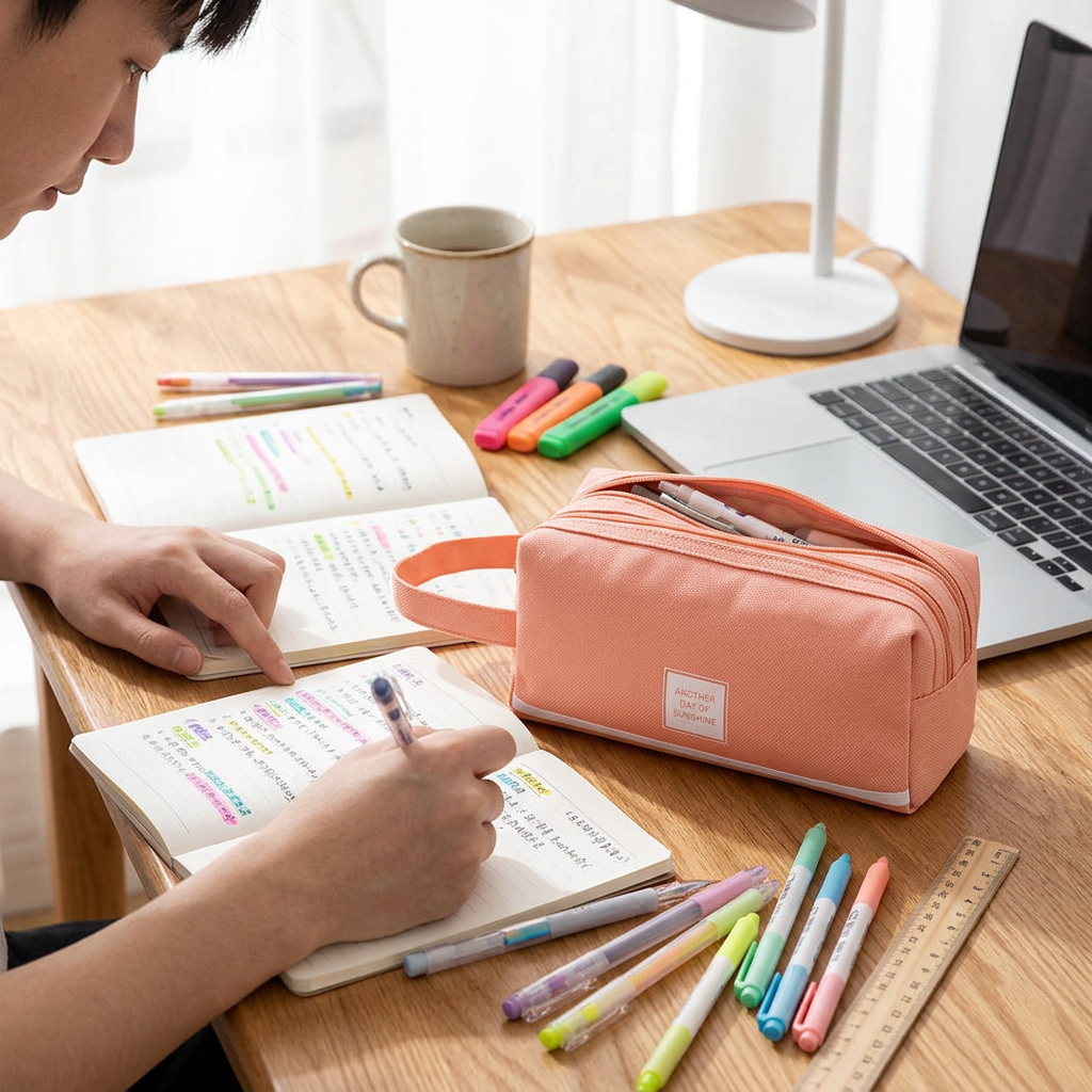Custom Logo Canvas Pencil Case