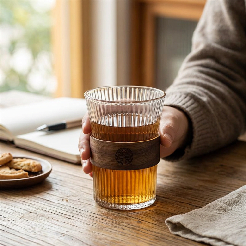 Custom Logo Wood Grain Bamboo Glass