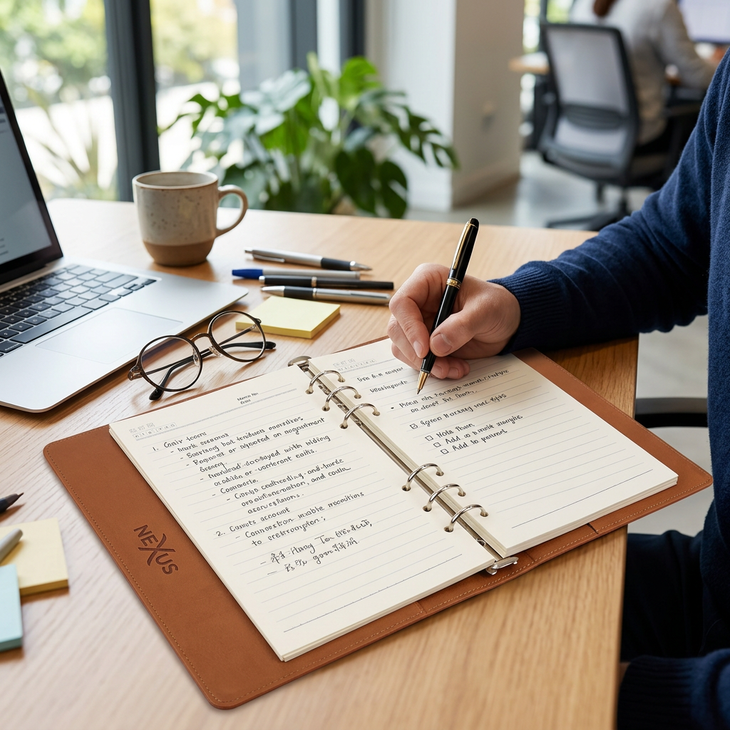 Custom Logo Commercial Leather Loose-leaf Office Notebook