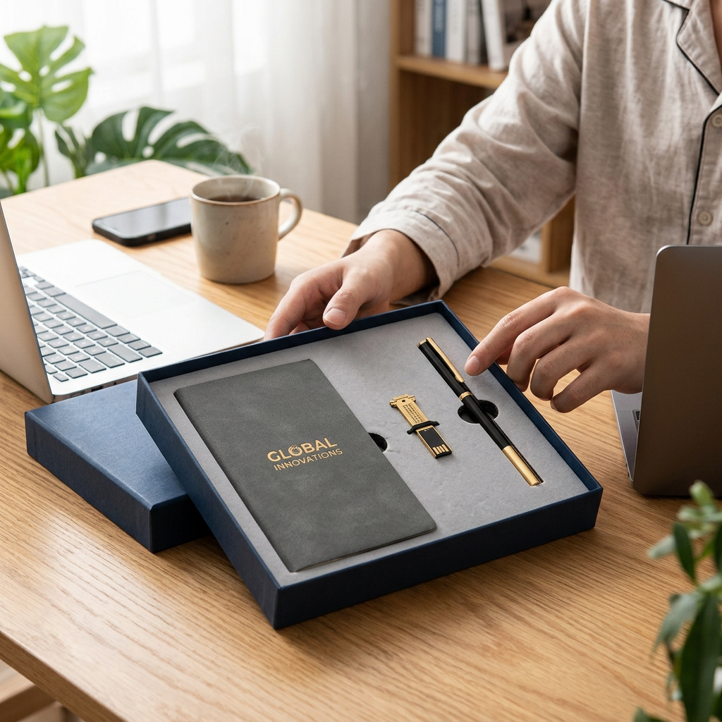 Custom Logo A6 Notebook Three-Piece Set Gift Box