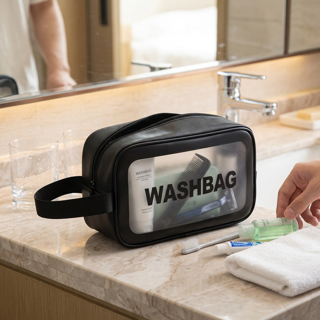 Custom Logo Black Travel Capacity Portable Toiletry Bag