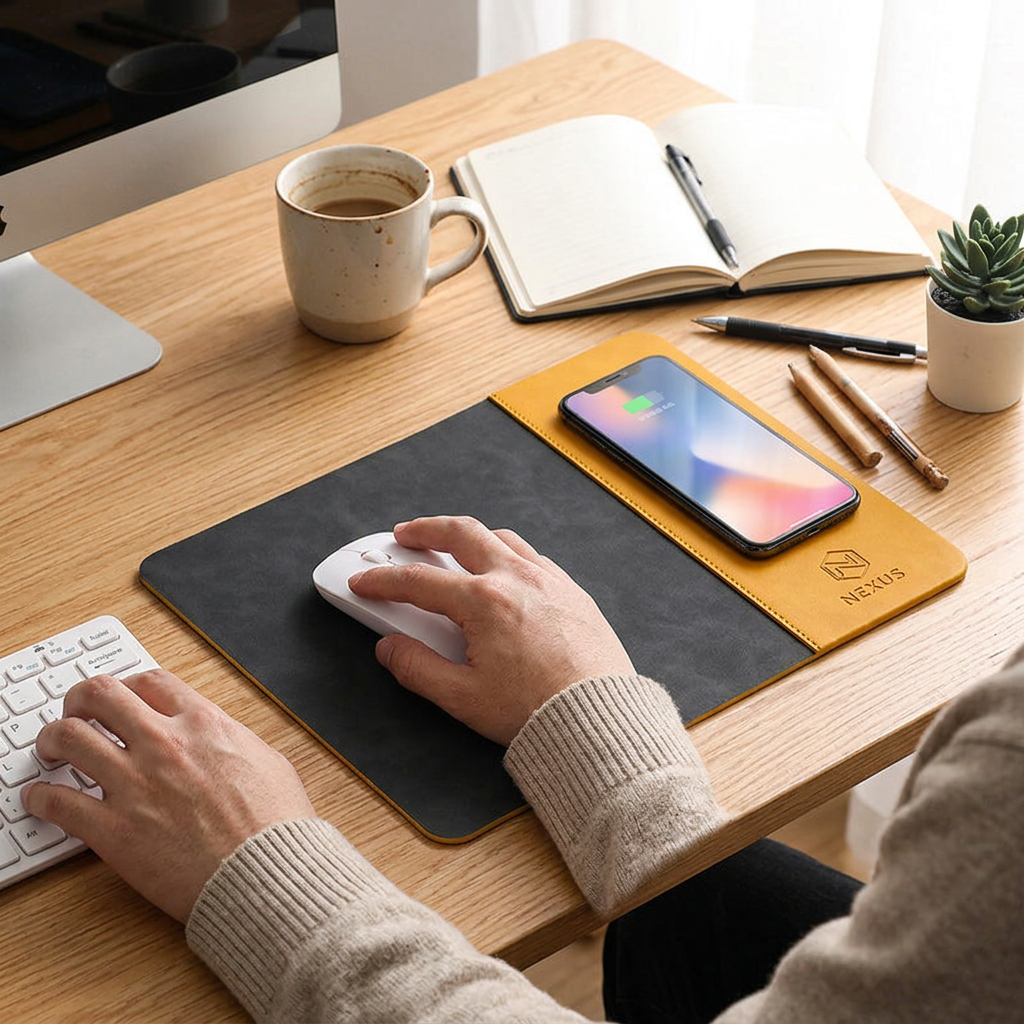 Custom Logo Leather Smart Mouse Charging Pad