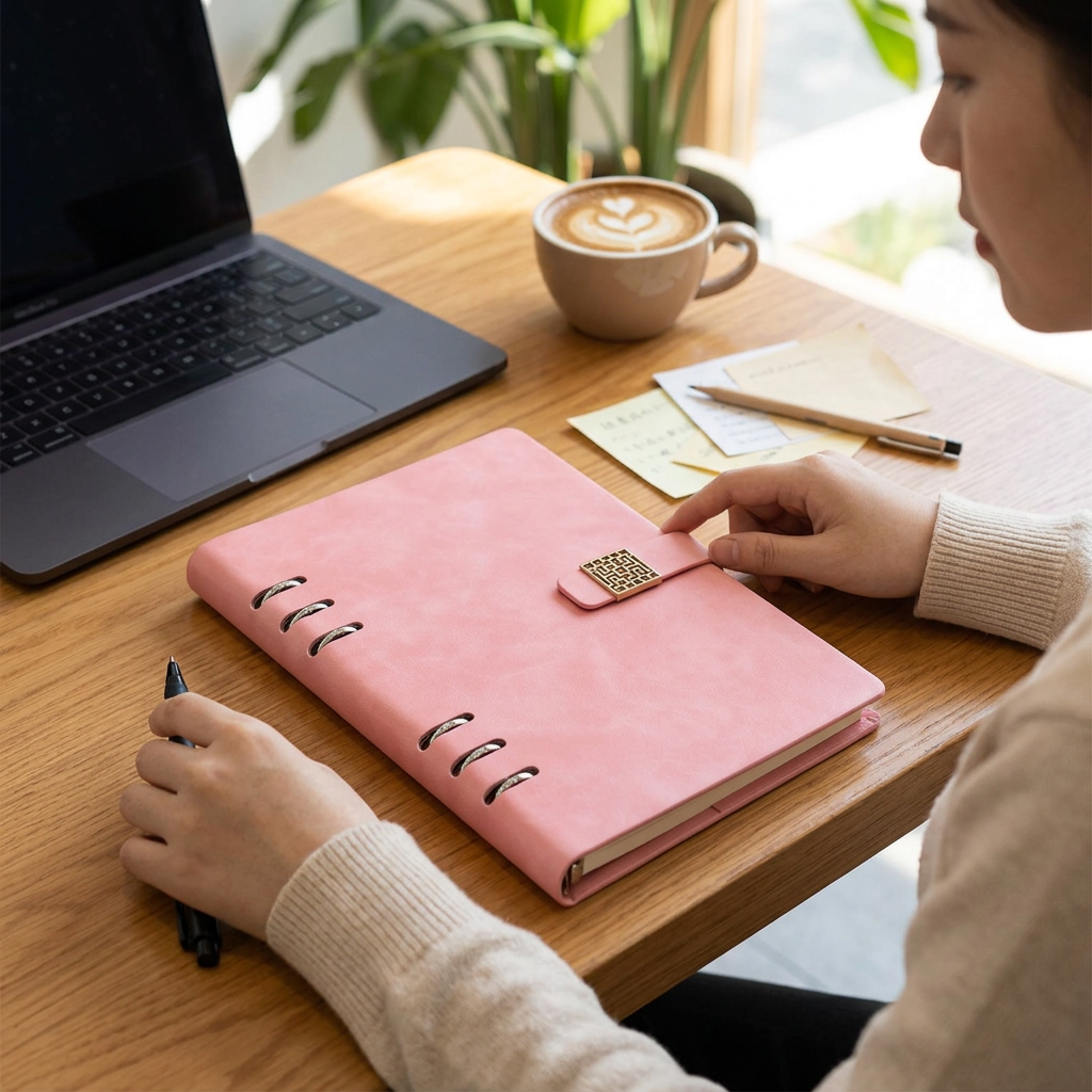 Custom Logo A5 Loose-leaf Metal Buckle Conference Notebook
