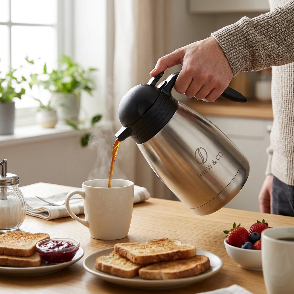 Custom Logo Stainless Steel Vacuum Coffee Pot 1500ml