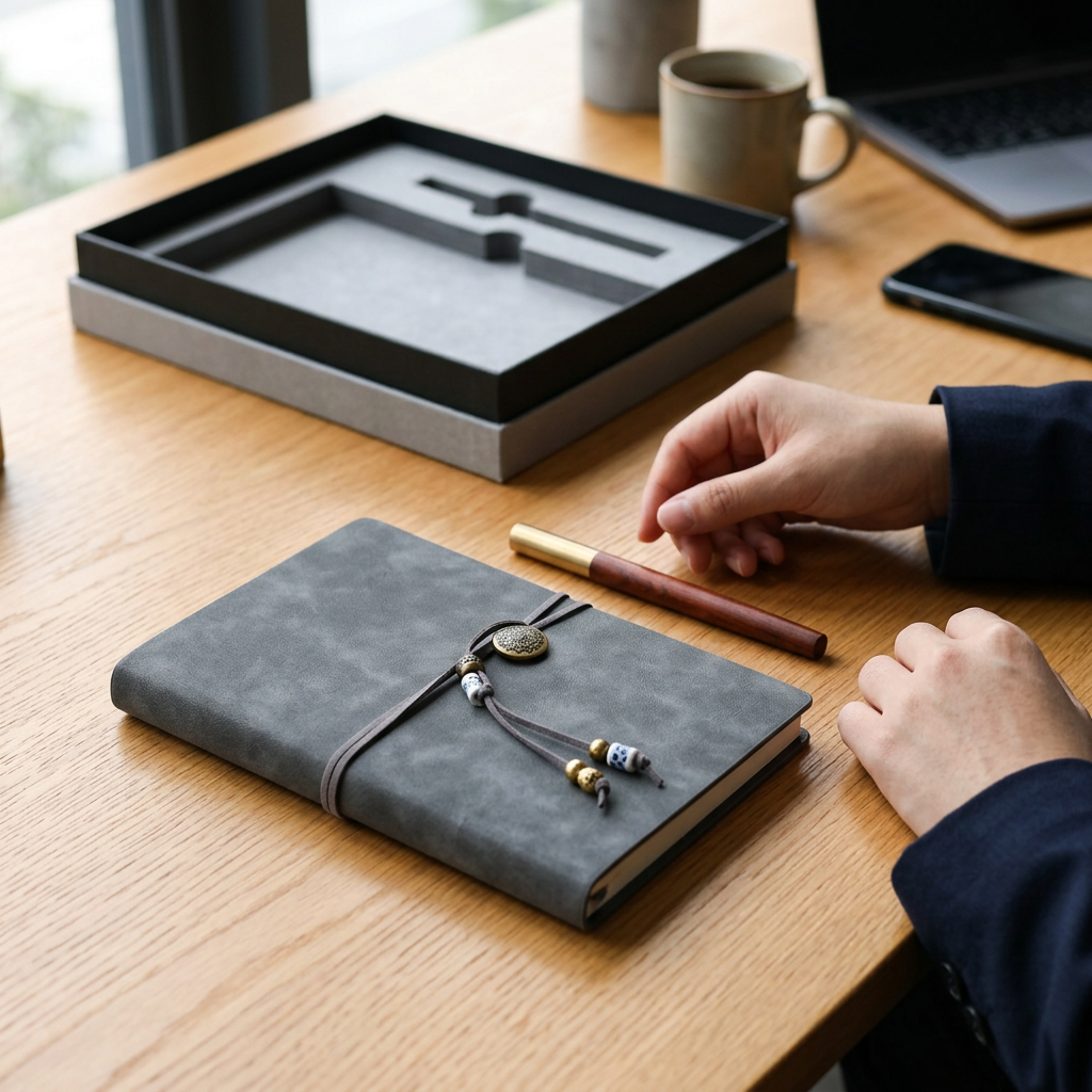 Custom Logo High-end Business Notebook Wooden Pen Gift Box