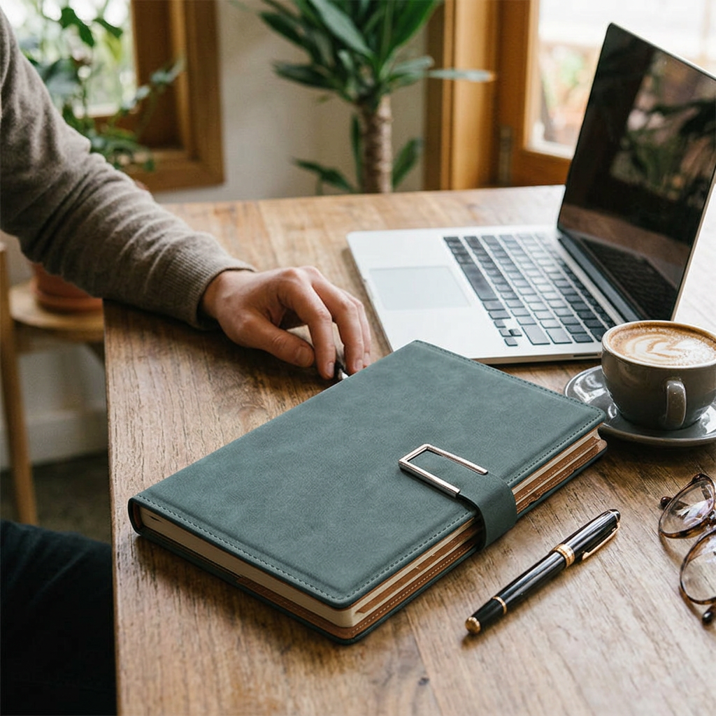 Custom Logo Faux Leather U-buckle Notebook