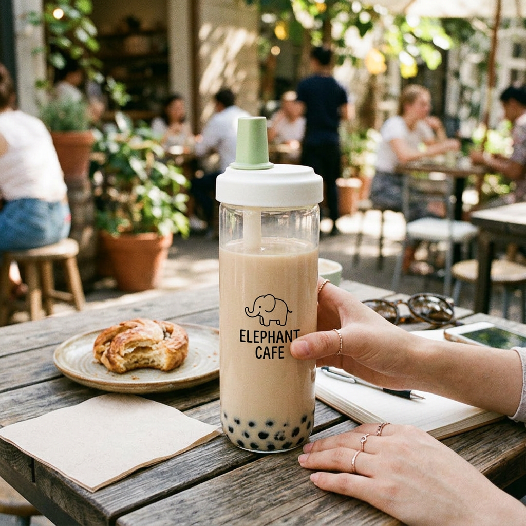 Custom Logo Ins-style Elephant Straw Milk Tea Cup