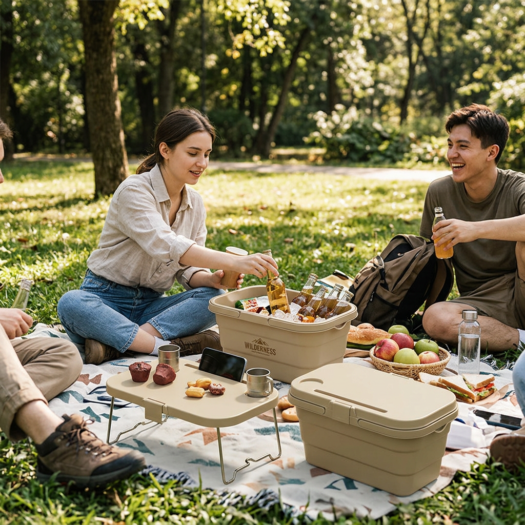Custom Logo Outdoor Picnic Multi-functional Folding Basket