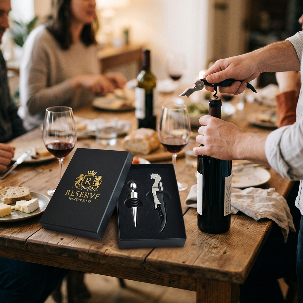 Custom Logo Red Wine Corkscrew Two-piece Gift Box