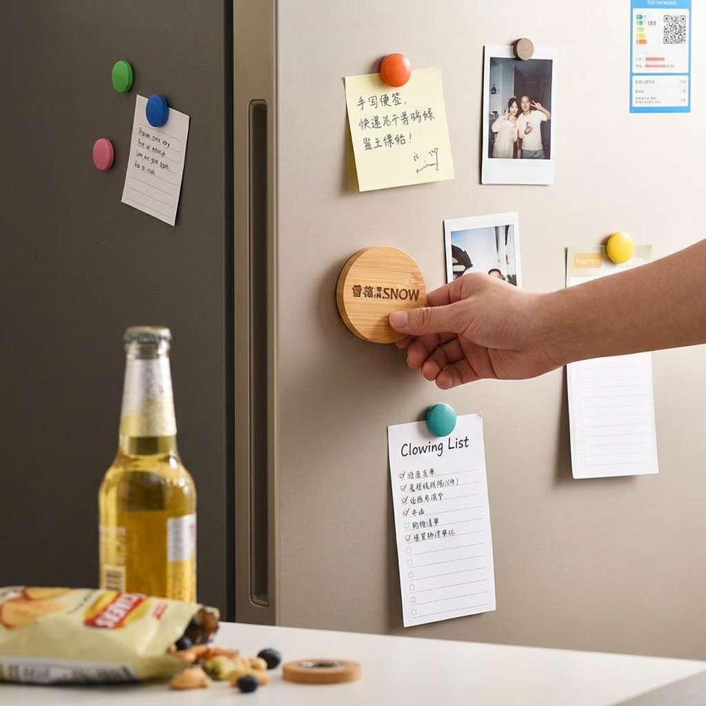 Custom Logo Solid Wood Bottle Opener Refrigerator Magnet