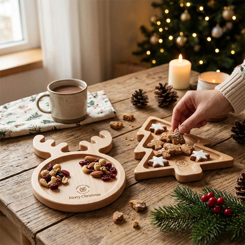 Custom Logo Christmas Wooden Snack Tray