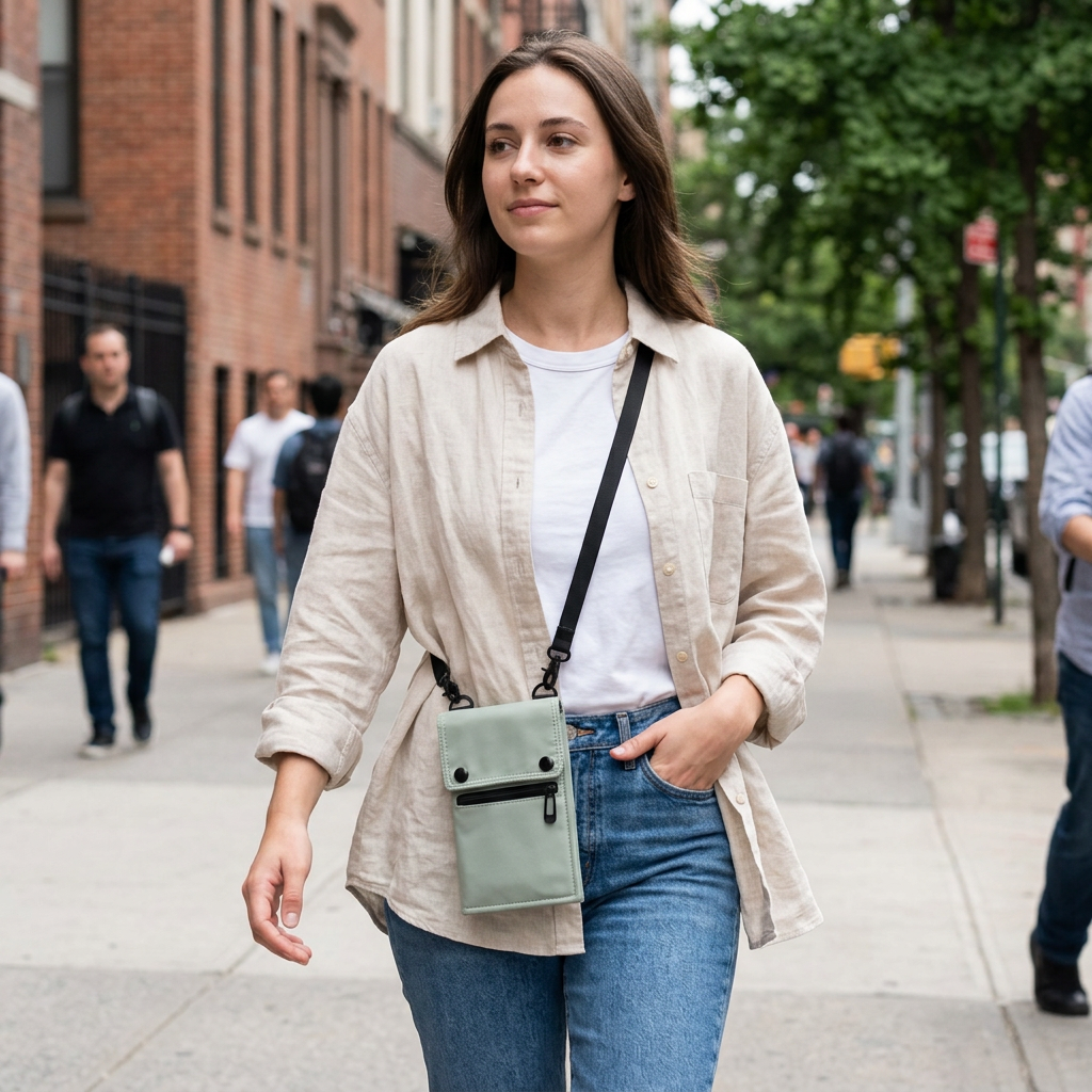 Custom Logo Nylon Water-repellent Mobile Phone Crossbody Bag