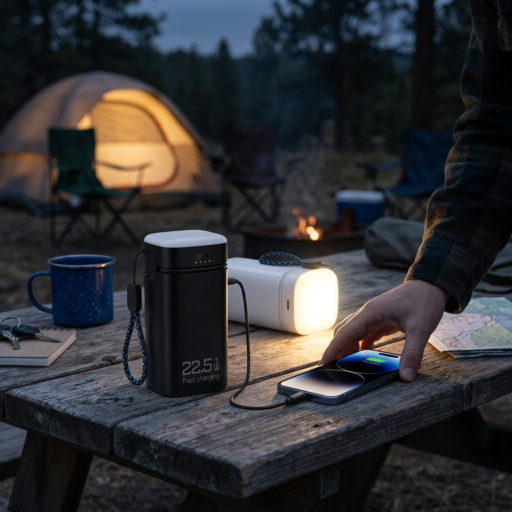 Custom Logo Self-Connected 2-in-1 LED Light Power Bank