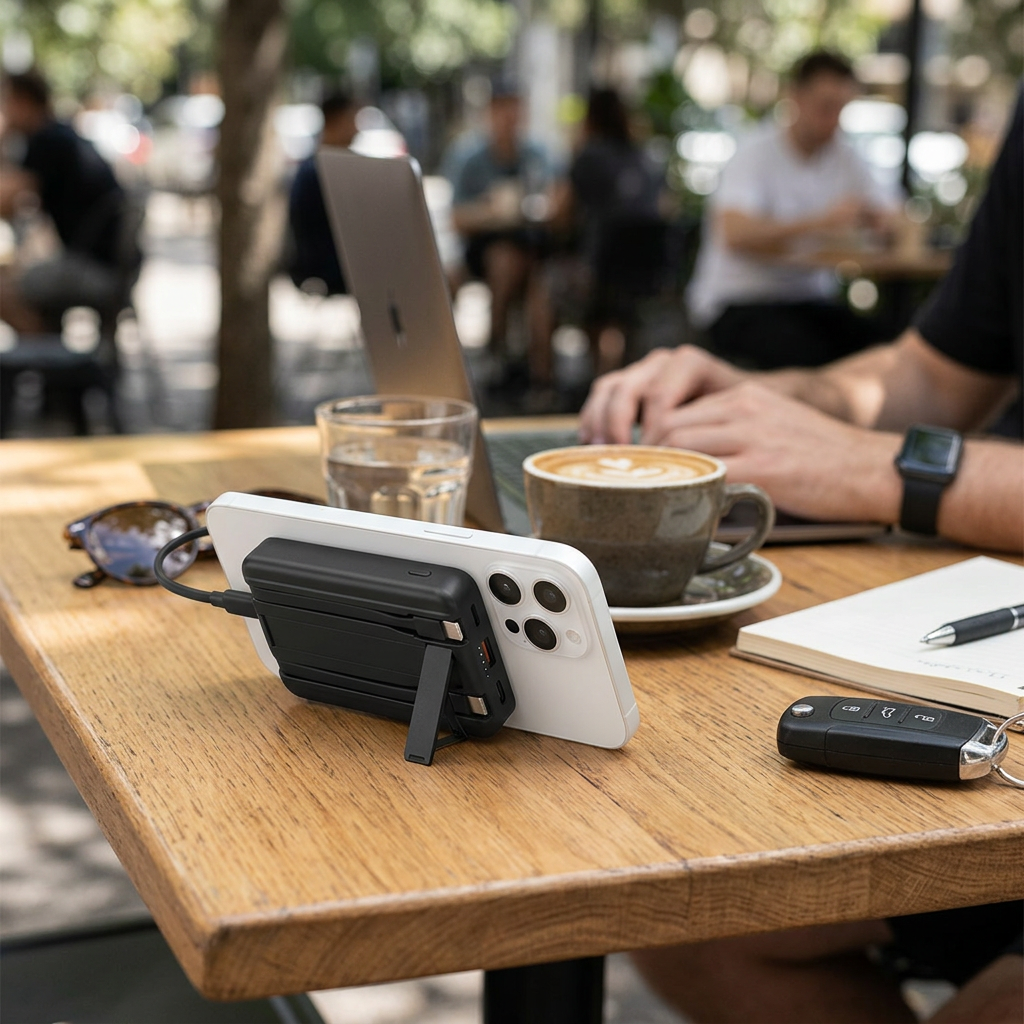 Custom Logo Magnetic Self-Brought Dual-Wire Power Bank