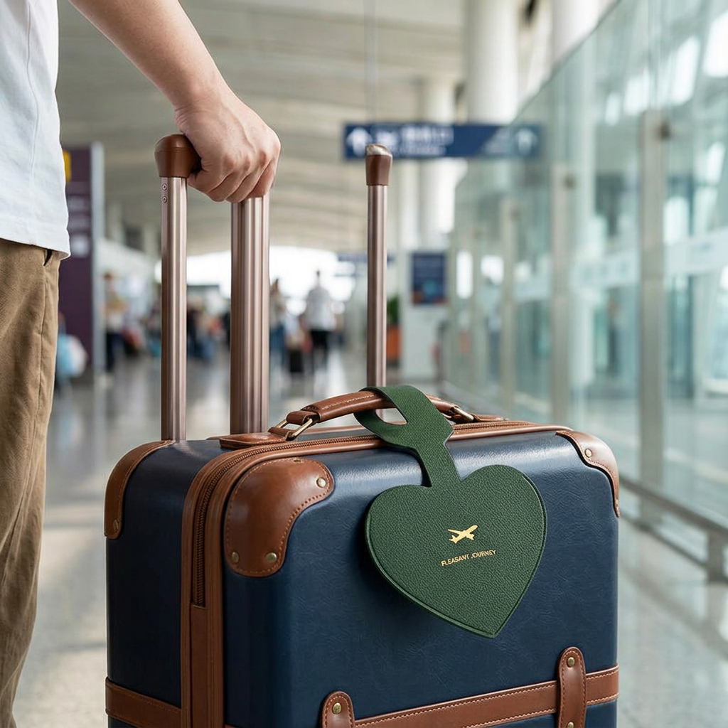 Custom Logo Leather Heart-shaped Luggage Tag