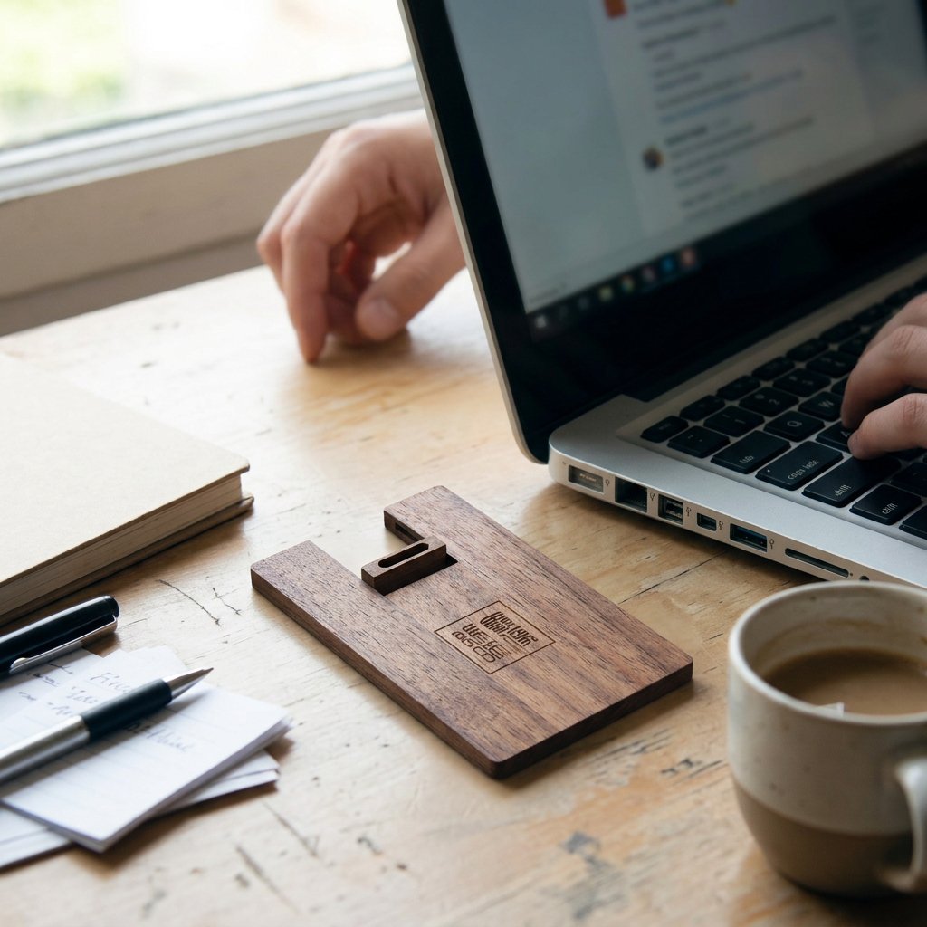 Custom Logo Wooden Card Flash Drive