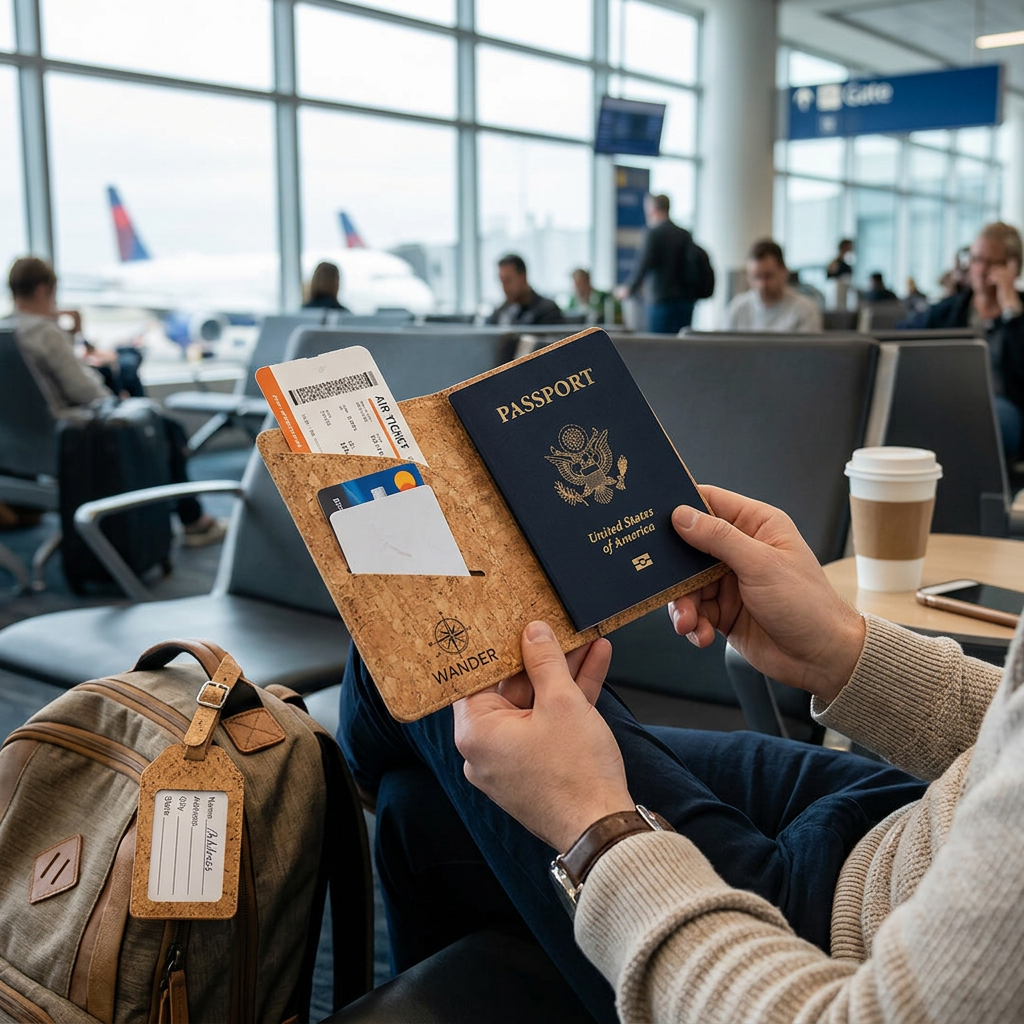 Custom Logo Travel Cork Passport Holder
