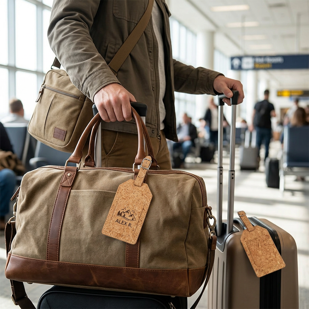 Custom Logo Travel Cork Luggage Tag