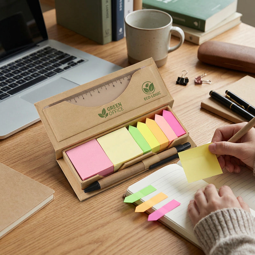 Custom Logo Eco-friendly Sticky Note Paper Combination with Pen and Ruler