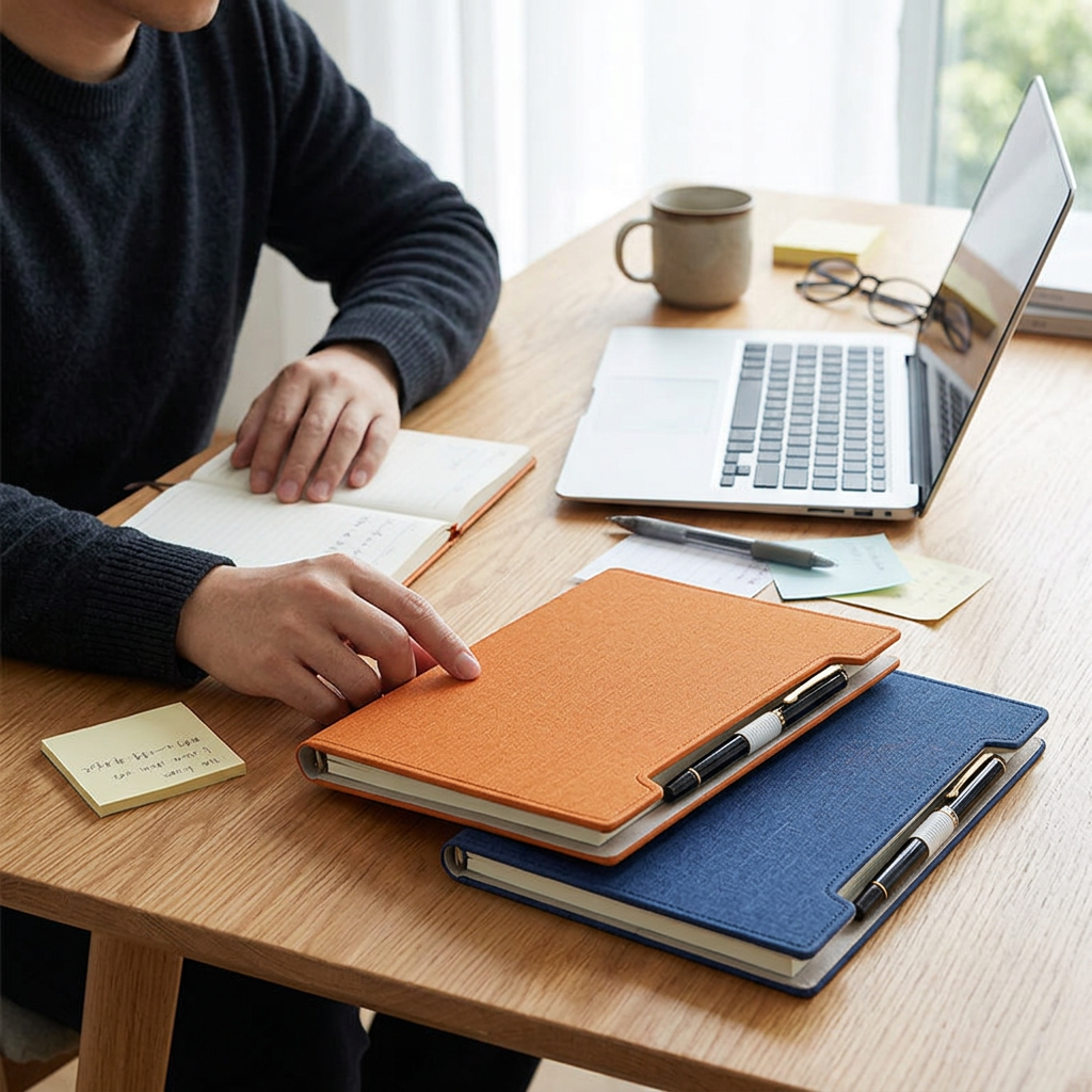 Custom Logo Business Loose-leaf Pen Slot Notebook