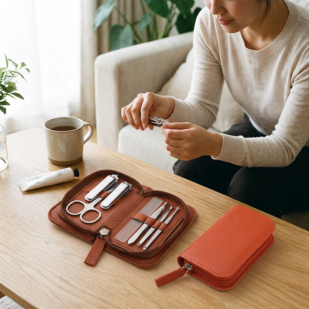 Custom Logo Nail Clipper Seven-piece Leather Bag