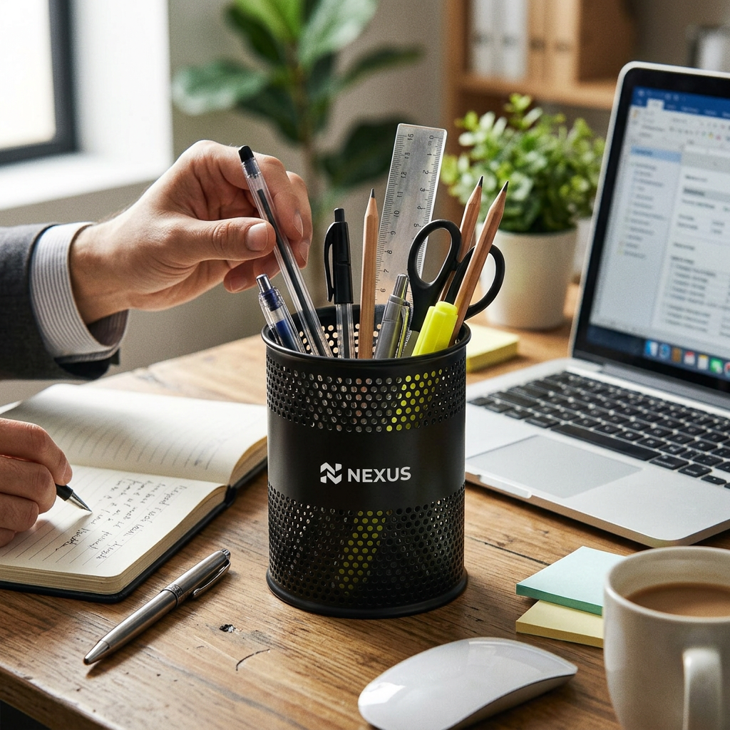 Custom Logo Office Iron Pen Holder