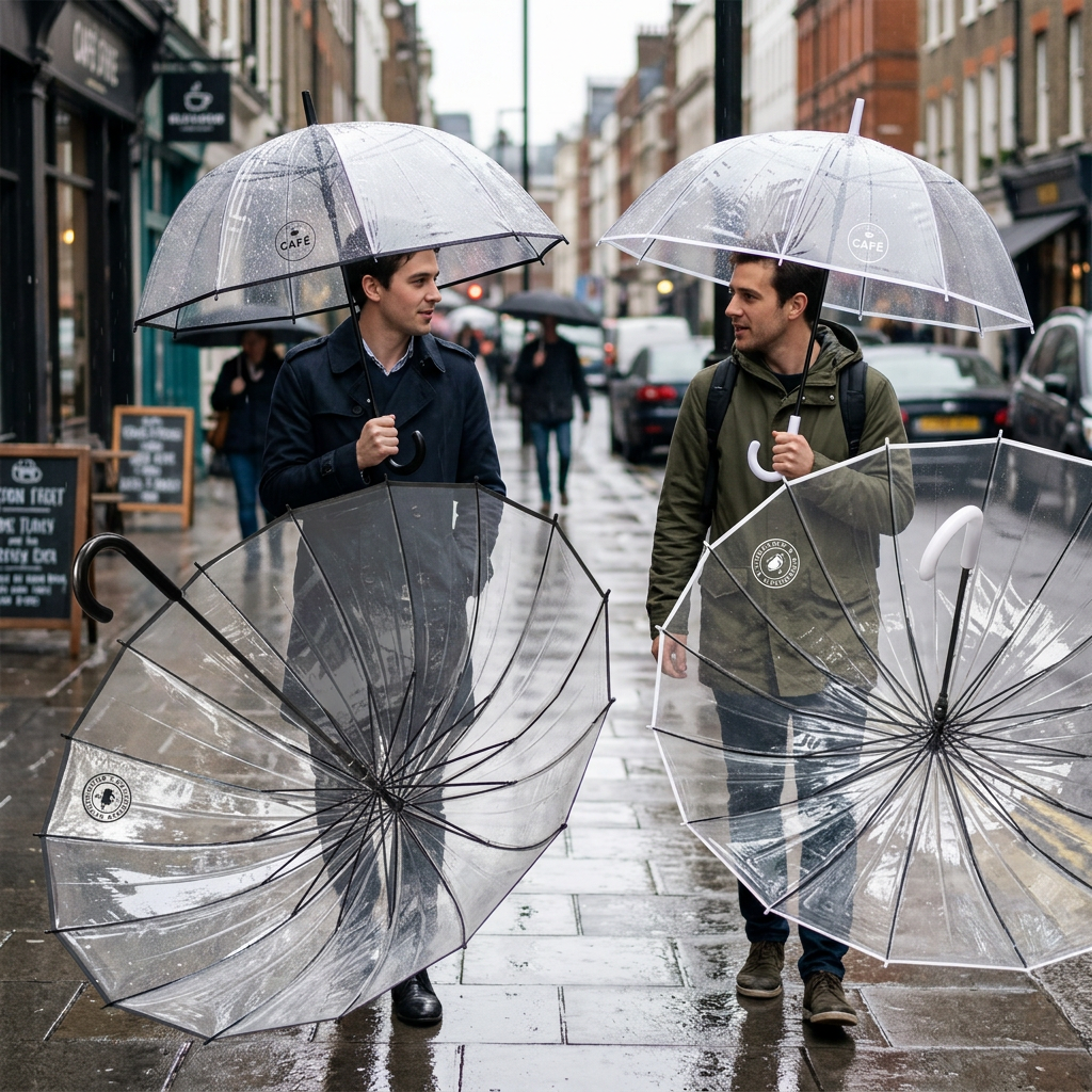 Custom Logo Transparent Hemmed Umbrella