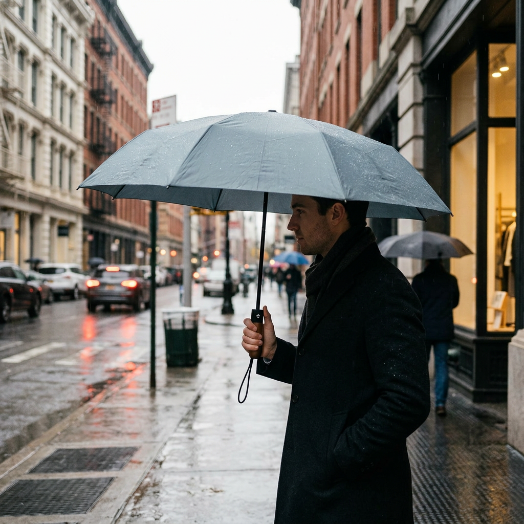Custom Logo High-end Log Handle Automatic Umbrella