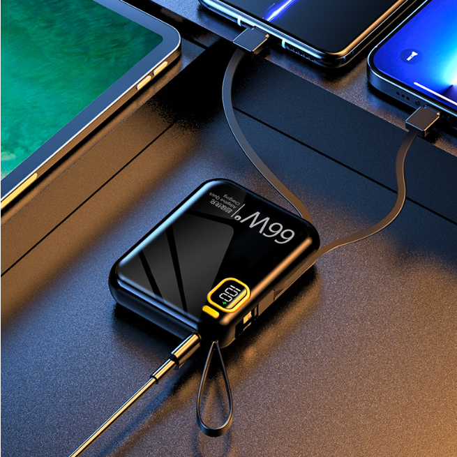 Custom Logo Compact power bank with cable lanyard | Premium Corporate Gifts and Custom Gifts