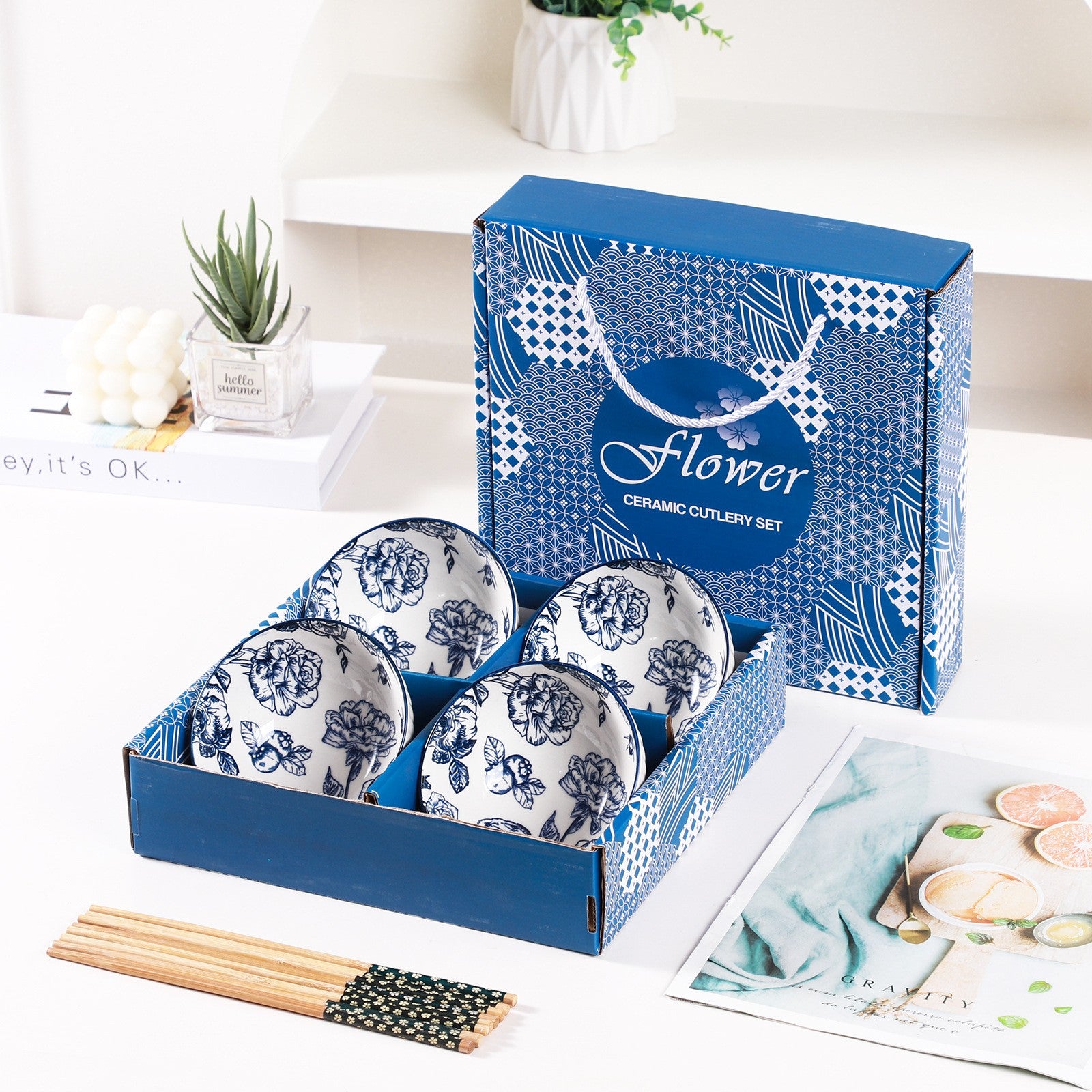 Custom Logo Japanese Snowflake Bowl Set | Premium Corporate Gifts and Custom Gifts