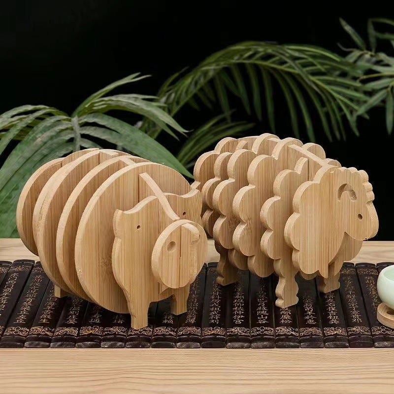 Custom Logo Wood Grain Animal Three-Dimensional Shape Thermal Insulation Mat | Premium Corporate Gifts and Custom Gifts